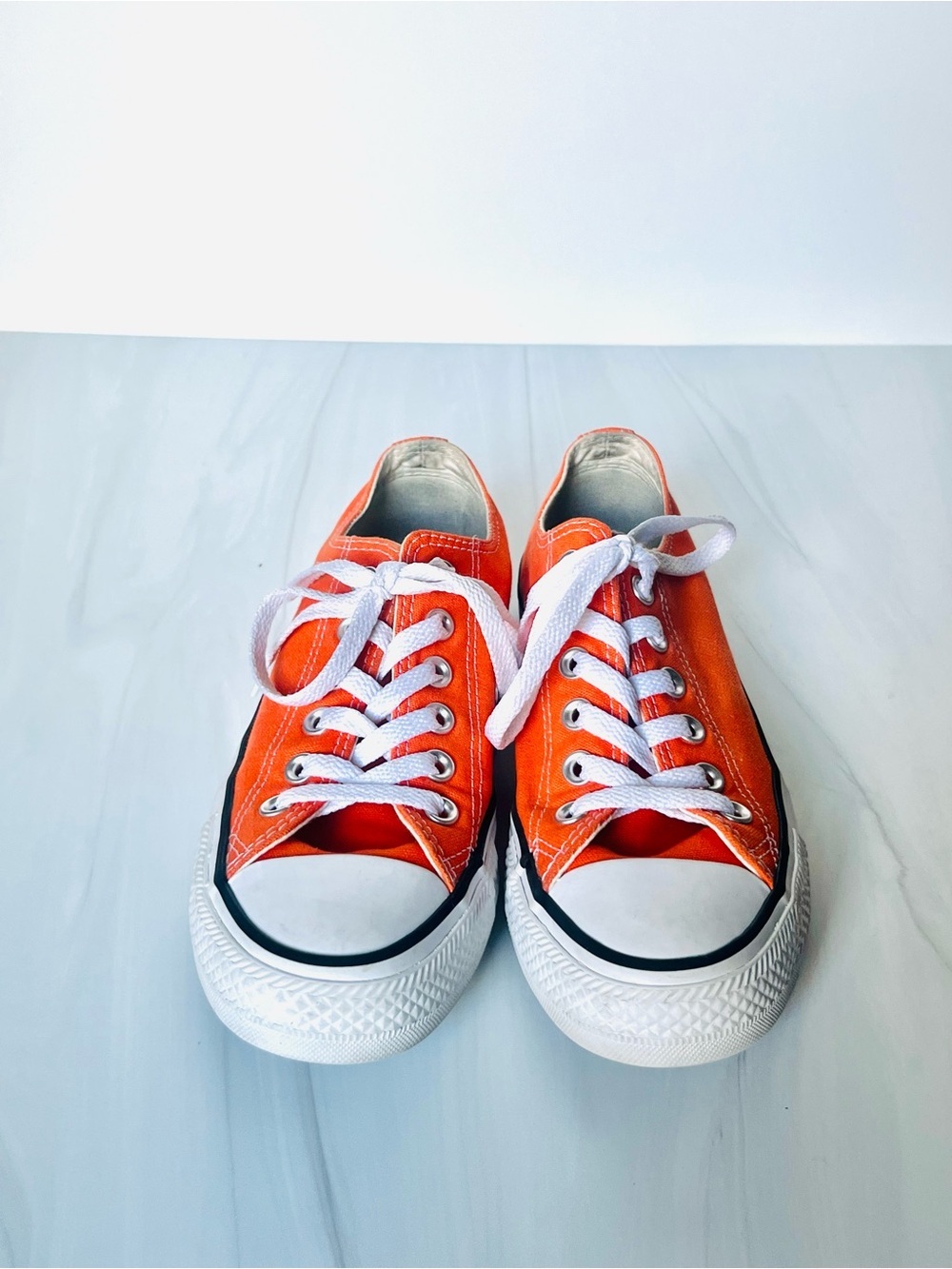 Converse Orange Low Top Canvas Sneakers with White Trim - Picture 3 of 6